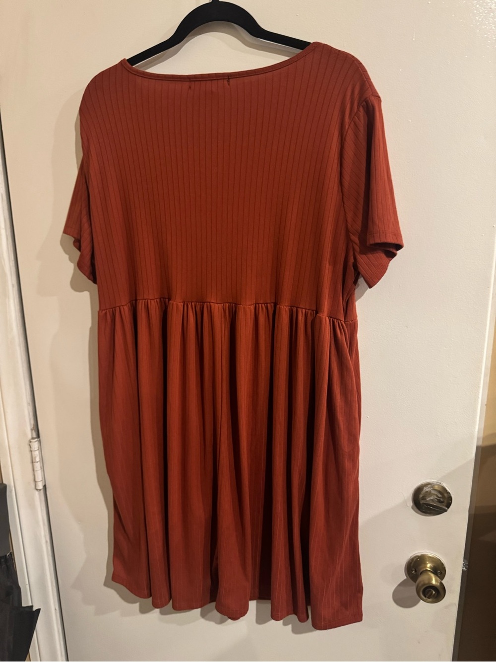 Vibe Ribbed Babydoll Dress in Terracotta - Picture 4 of 4